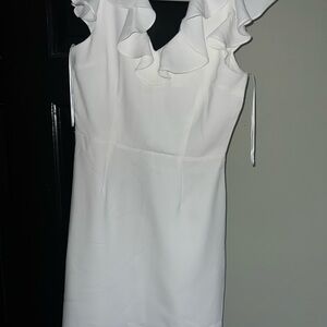 fab'rik White Ruffle Mini Dress NWT
